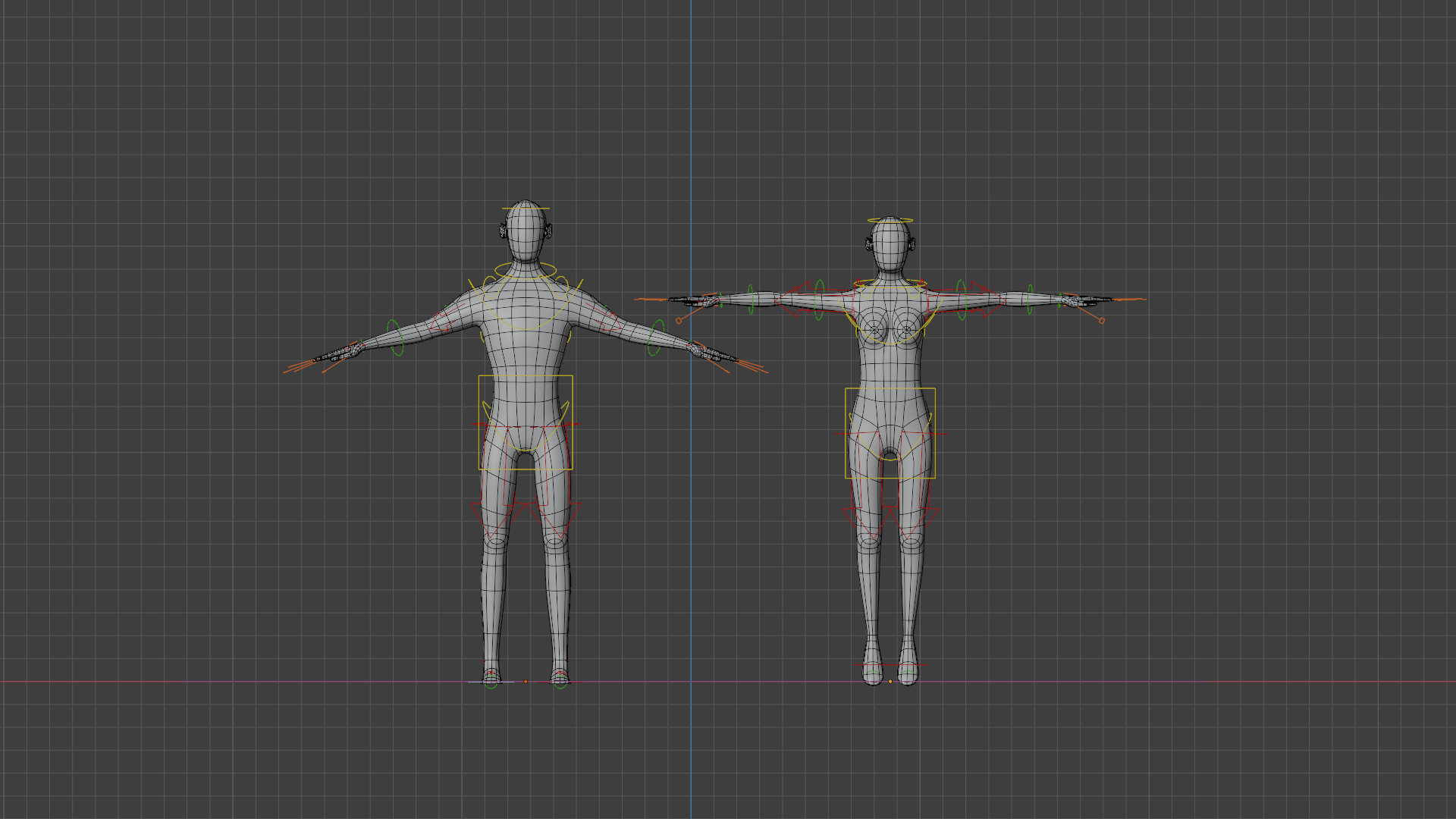 Rigged Low poly Male and Female Basemesh for Animation  preview image 2
